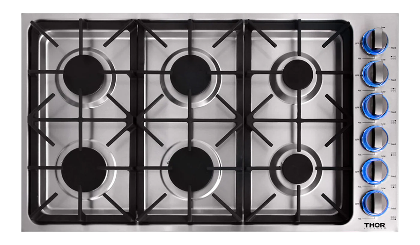 Thor Kitchen 36 Inch Professional Drop-In Gas Cooktop in Stainless Steel